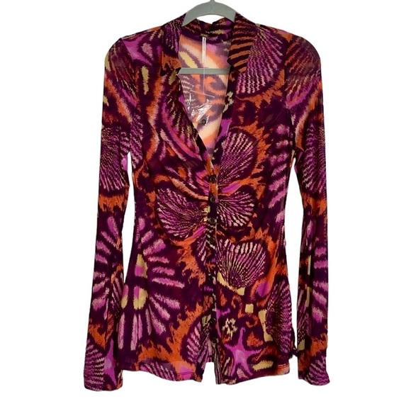 Free People Lucky Shirtee Semi-Sheer Retro Blouse Size S NWT - Picture 4 of 11